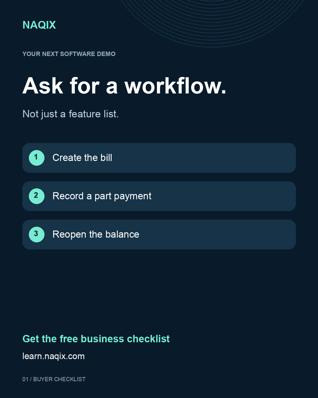 Create a bill, record a part payment and reopen the balance